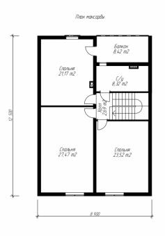Проект экономного коттеджа с мансардой